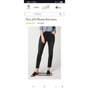 J Jill Pure Large Black 5-Pocket Knit Jeans Pull On Ankle Legging Jegging